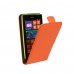 Nokia Lumia 520 - Genuine Leather Up Down Flip Protective Phone Cover Case - Orange